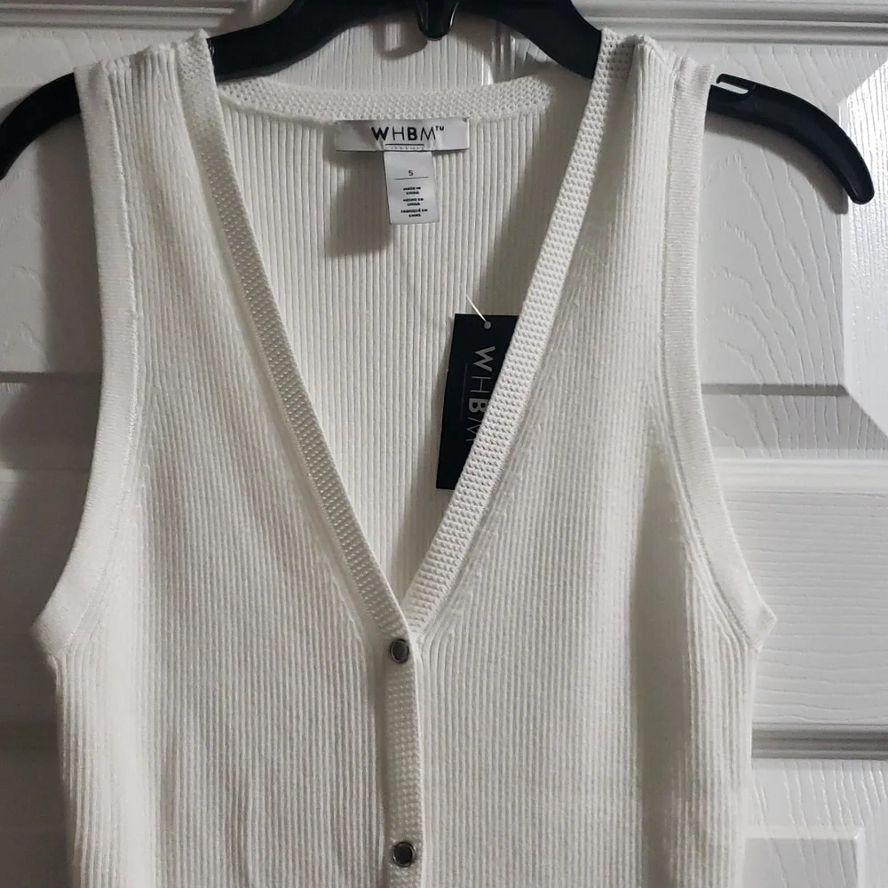 NWT White House Black Market Button Front White Tank Size Small - Picture 5 of 10